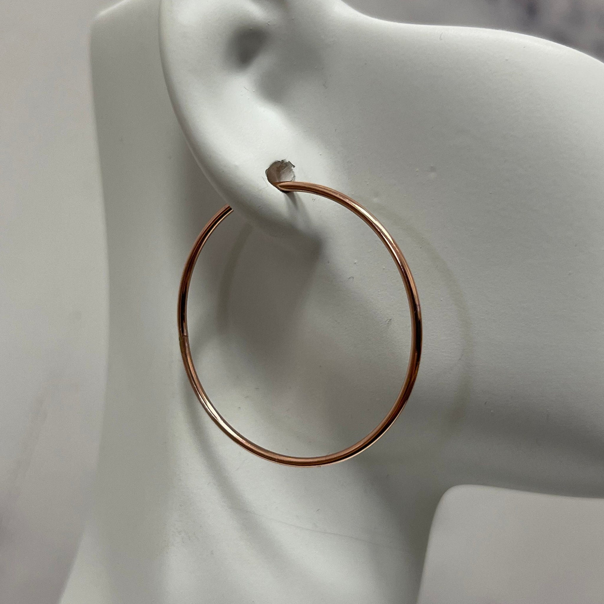 14K Rose Gold 30mm Endless Hoop Earrings, 1.2mm Thick, Thin Hoops, Continuous Hoops, Real Gold Earrings, Thin Hoops, Women