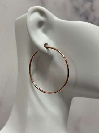 14K Rose Gold 30mm Endless Hoop Earrings, 1.2mm Thick, Thin Hoops, Continuous Hoops, Real Gold Earrings, Thin Hoops, Women