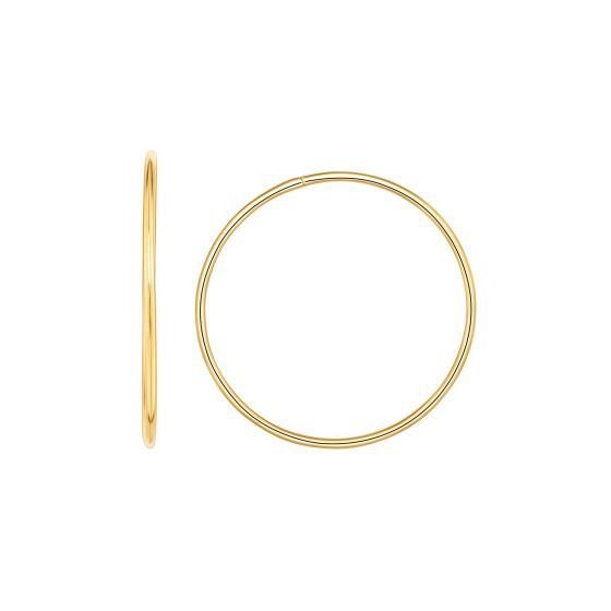 14K Rose Gold 30mm Endless Hoop Earrings, 1.2mm Thick, Thin Hoops, Continuous Hoops, Real Gold Earrings, Thin Hoops, Women