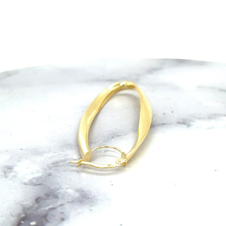 14K Yellow Gold 50x15mm Twisted Oval Hinged Hoop Earrings, 3.5mm Thick, Oval Earrings, Twist Hoops, Real Gold Hoops, Women