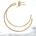 14K Gold 40mm C Hoop with Push Back Closure, 1.5mm Thick, Thin Gold Hoops, C-Hoop Earrings, Real Gold Hoops, Yellow White Rose Gold, Women