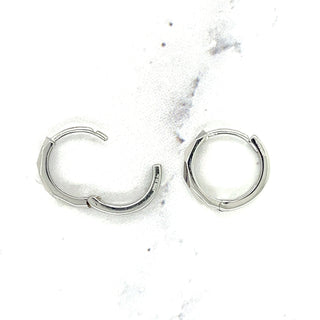 14K White Gold 12mm Faceted Huggie Earrings, 3mm Thick, Small Hoops, Snuggable Earrings, Real Gold Earrings, Women