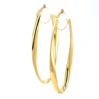 14K Yellow Gold 50x15mm Twisted Oval Hinged Hoop Earrings, 3.5mm Thick, Oval Earrings, Twist Hoops, Real Gold Hoops, Women