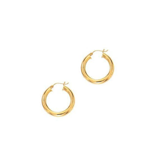 14K Yellow Gold 30mm 40mm Polished Hoop Earring with Hinged Closure, 5mm Thick, Tube Earrings, Thick Hoops, Real Gold Earrings