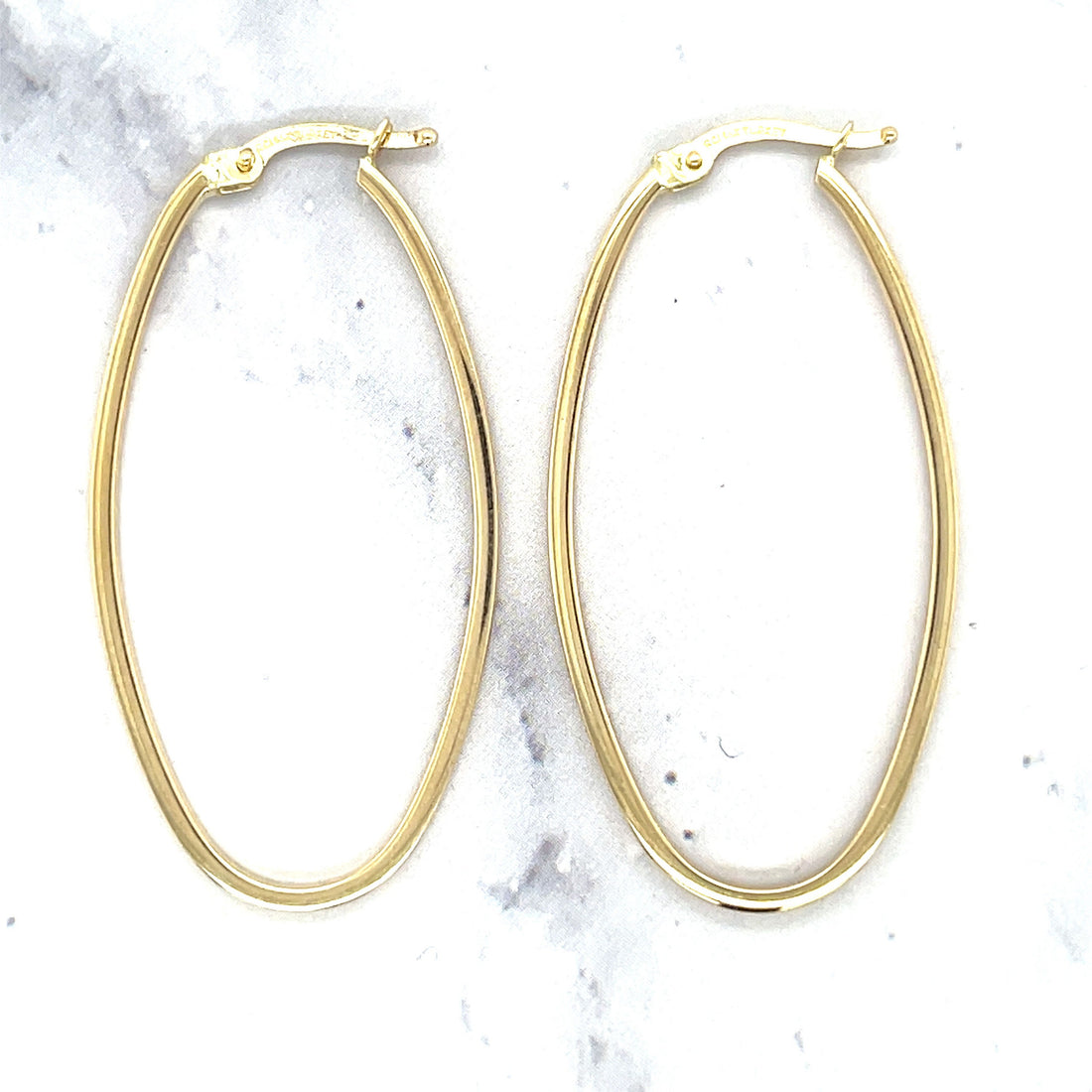 14K Yellow Gold 40x20mm Large Oval Hoop Earrings, 1.7mm Thick, Thin Hoops, Large Oval Earrings, Real Gold Hoops, Women