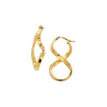 14K Yellow Gold Infinity Earring, Freeform Earrings, Twisted Earrings, Real Gold Earring, Women