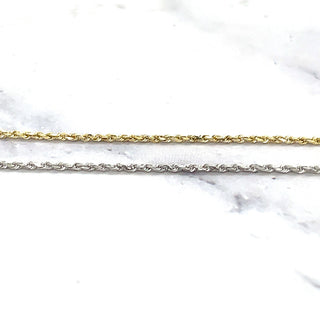 Solid 14K Yellow Gold Diamond Cut Rope Chain With Lobster Lock, 1.4mm Wide, 16" 18" 20" 22" 24", Real Gold Necklace, White Gold, Women