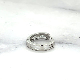 14K White Gold 12mm Faceted Huggie Earrings, 3mm Thick, Small Hoops, Snuggable Earrings, Real Gold Earrings, Women