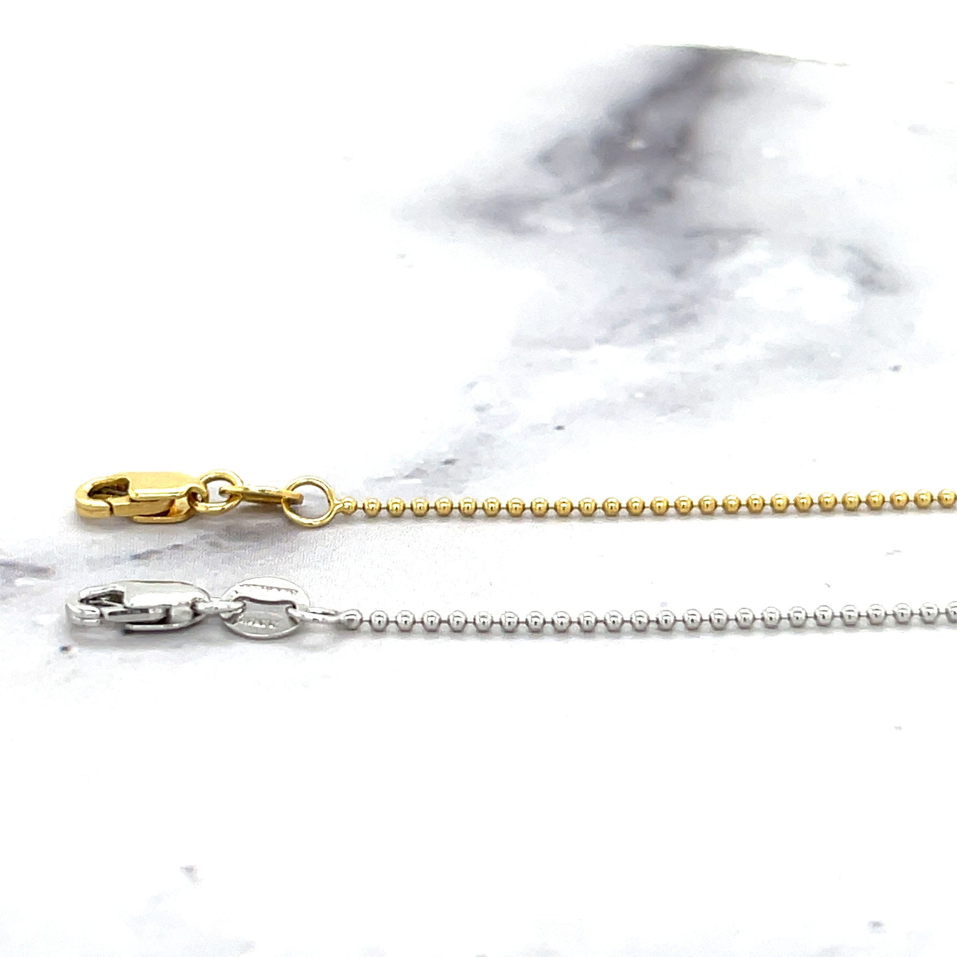 Solid 14K Gold Bead Chain with Lobster Lock, 1mm Wide, 16" 18", Real Gold Necklace, Ball Chain, Women Chain