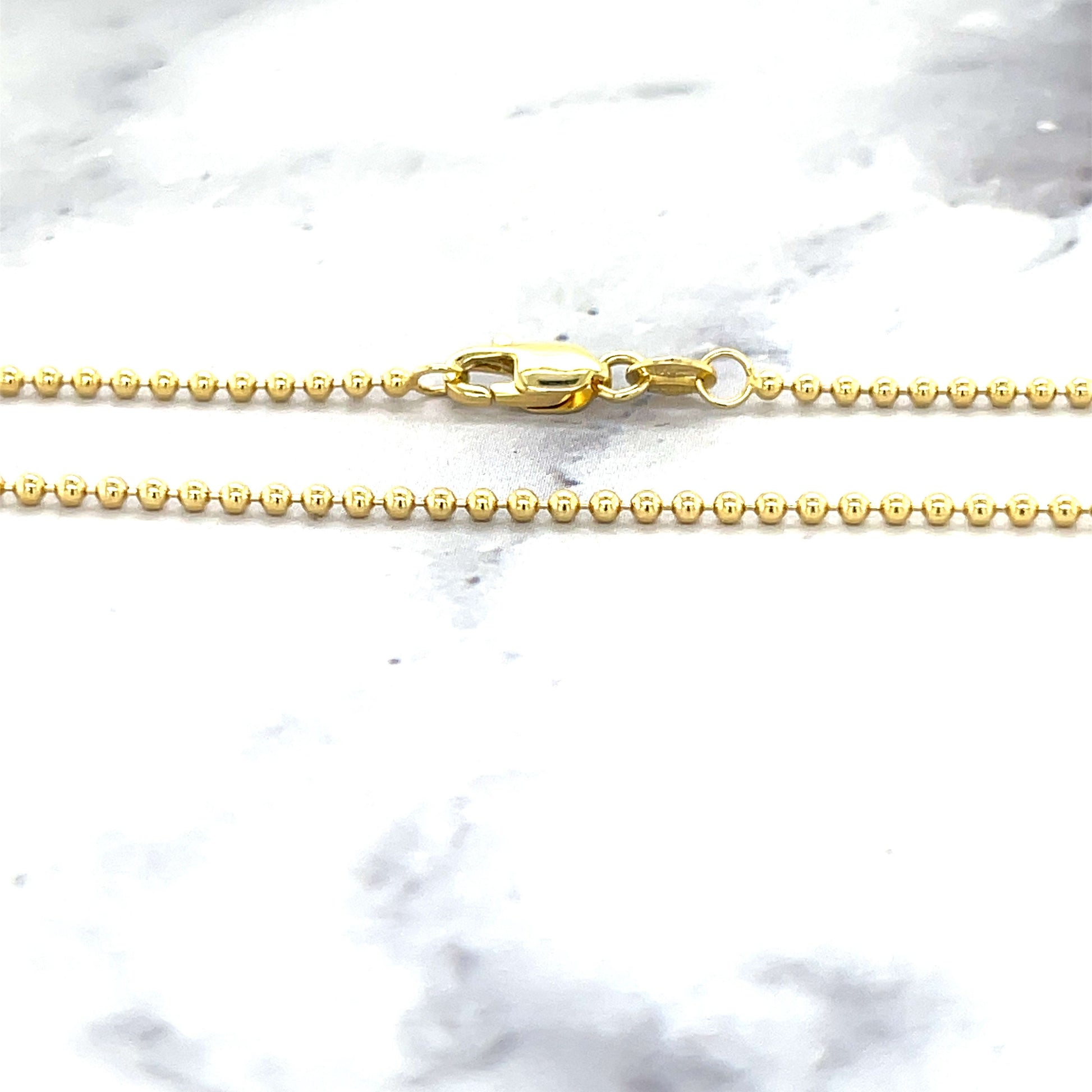 Solid 14K Gold Bead Chain with Lobster Lock, 1.5mm Wide, 16" 18" 20", Real Gold Necklace, Ball Chain, Women Chain