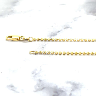 Solid 14K Gold Bead Chain with Lobster Lock, 1.5mm Wide, 16" 18" 20", Real Gold Necklace, Ball Chain, Women Chain