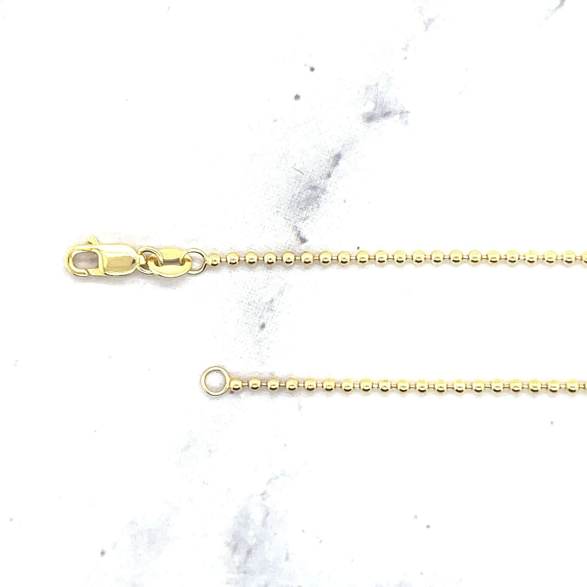 Solid 14K Gold Bead Chain with Lobster Lock, 1.5mm Wide, 16" 18" 20", Real Gold Necklace, Ball Chain, Women Chain