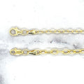 14K Gold Textured Cable Chain, 2.5mm 3.3mm Wide, 16