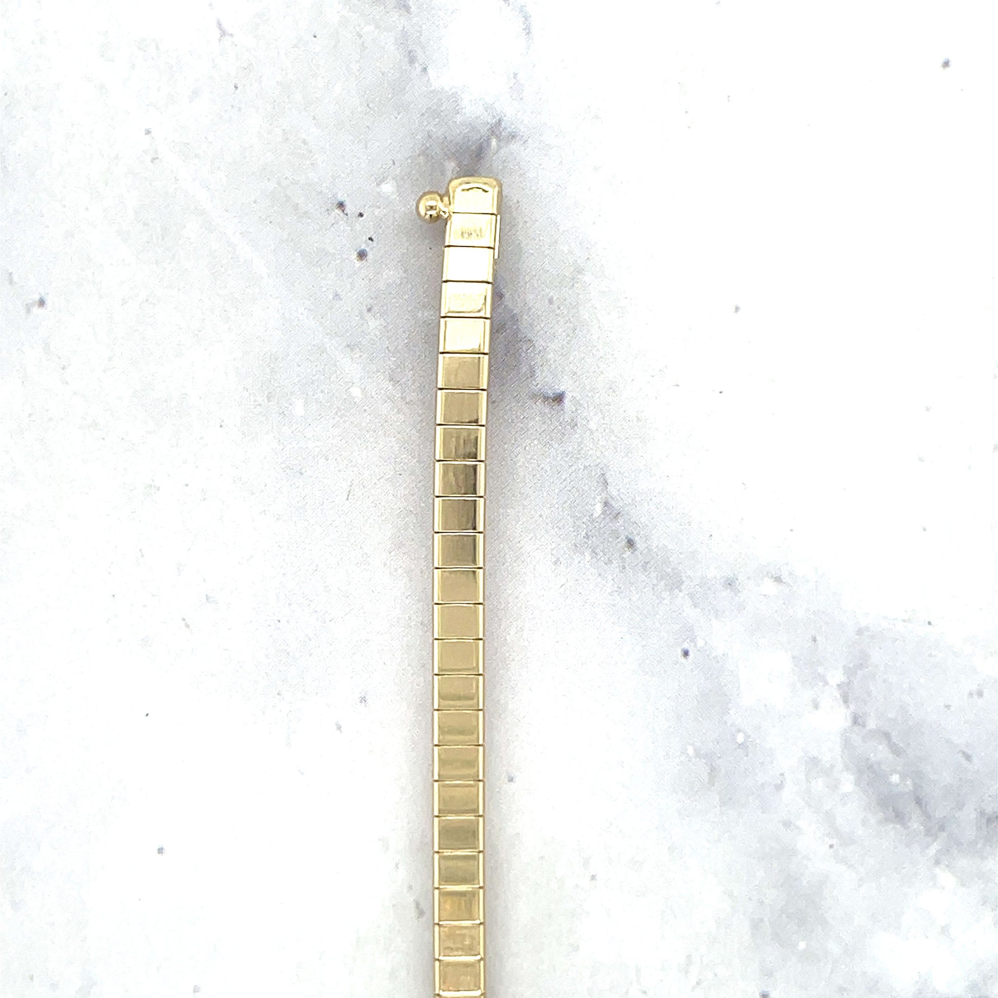 14K Yellow Gold 18" Brick Omega Necklace with Box Clasp, 3,2mm Wide, Cubetto Necklace, Flat Gold Chain, Real Gold Chain, Women Necklace