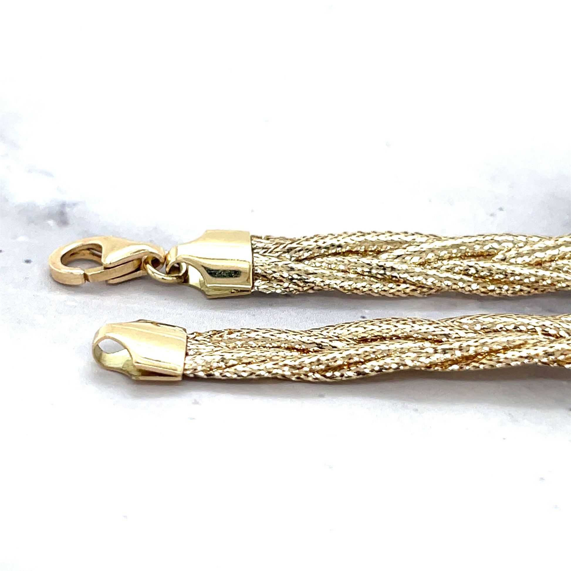 14K Yellow Gold 18" Textured Woven Necklace, 6mm Wide, Braided Chain, Rapunzel Chain, Real Gold Necklace, Women