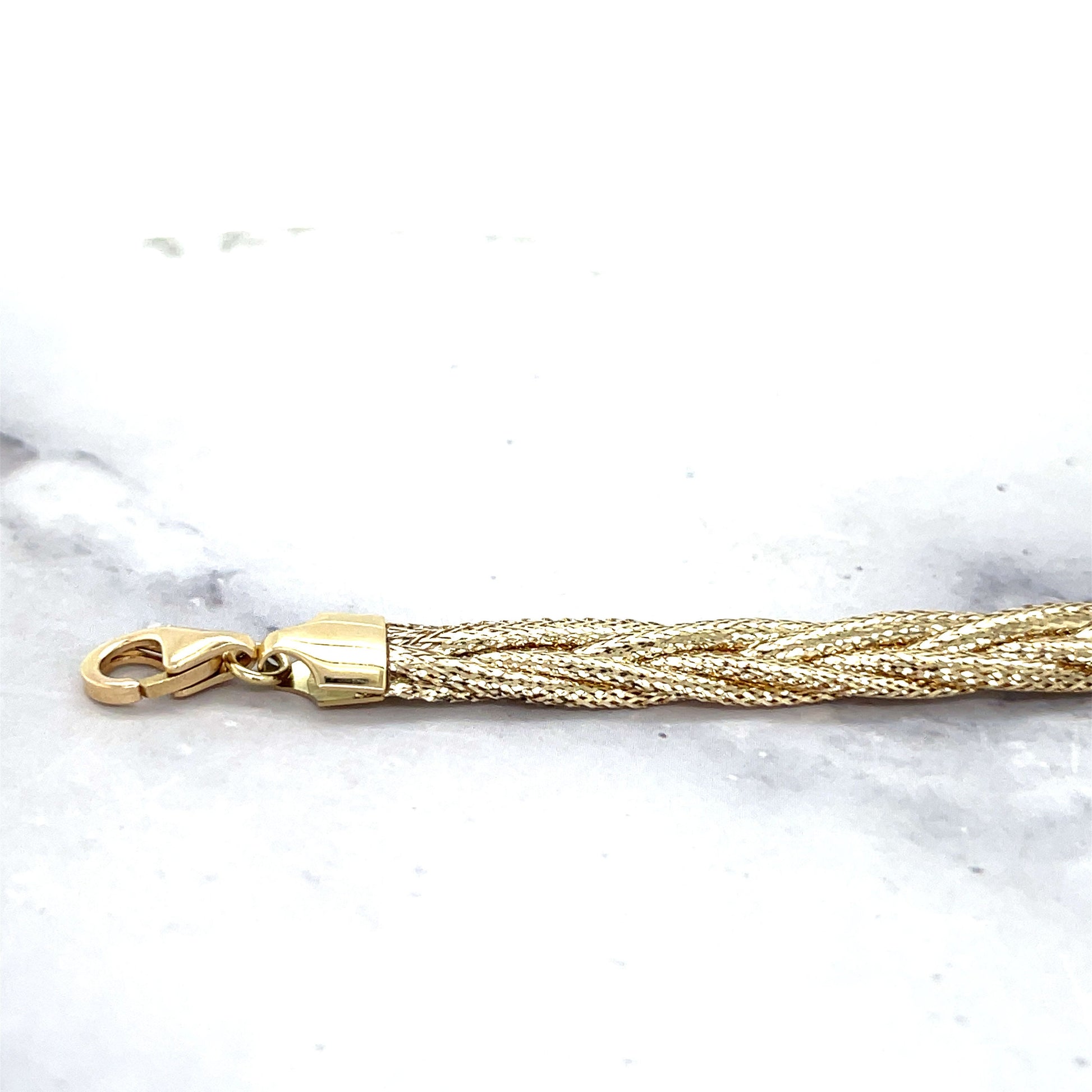 14K Yellow Gold 18" Textured Woven Necklace, 6mm Wide, Braided Chain, Rapunzel Chain, Real Gold Necklace, Women