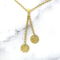 Solid 14K Yellow Gold Lariat Necklace 1.1mm Extendable Round Cable Chain with Lobster Lock. Jump Ring at 16