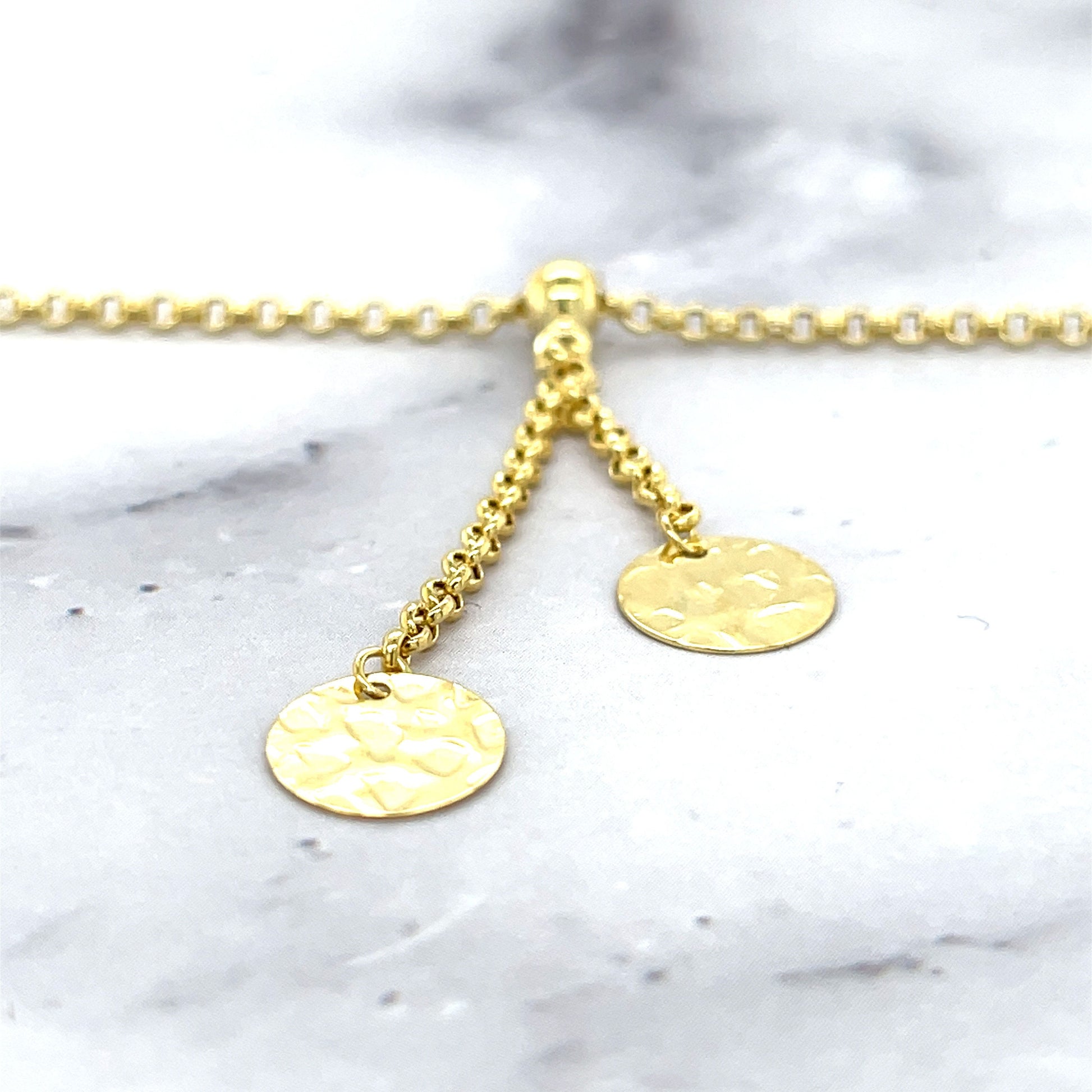 Solid 14K Yellow Gold Lariat Necklace 1.1mm Extendable Round Cable Chain with Lobster Lock. Jump Ring at 16", Real Gold Necklace, Women Gift