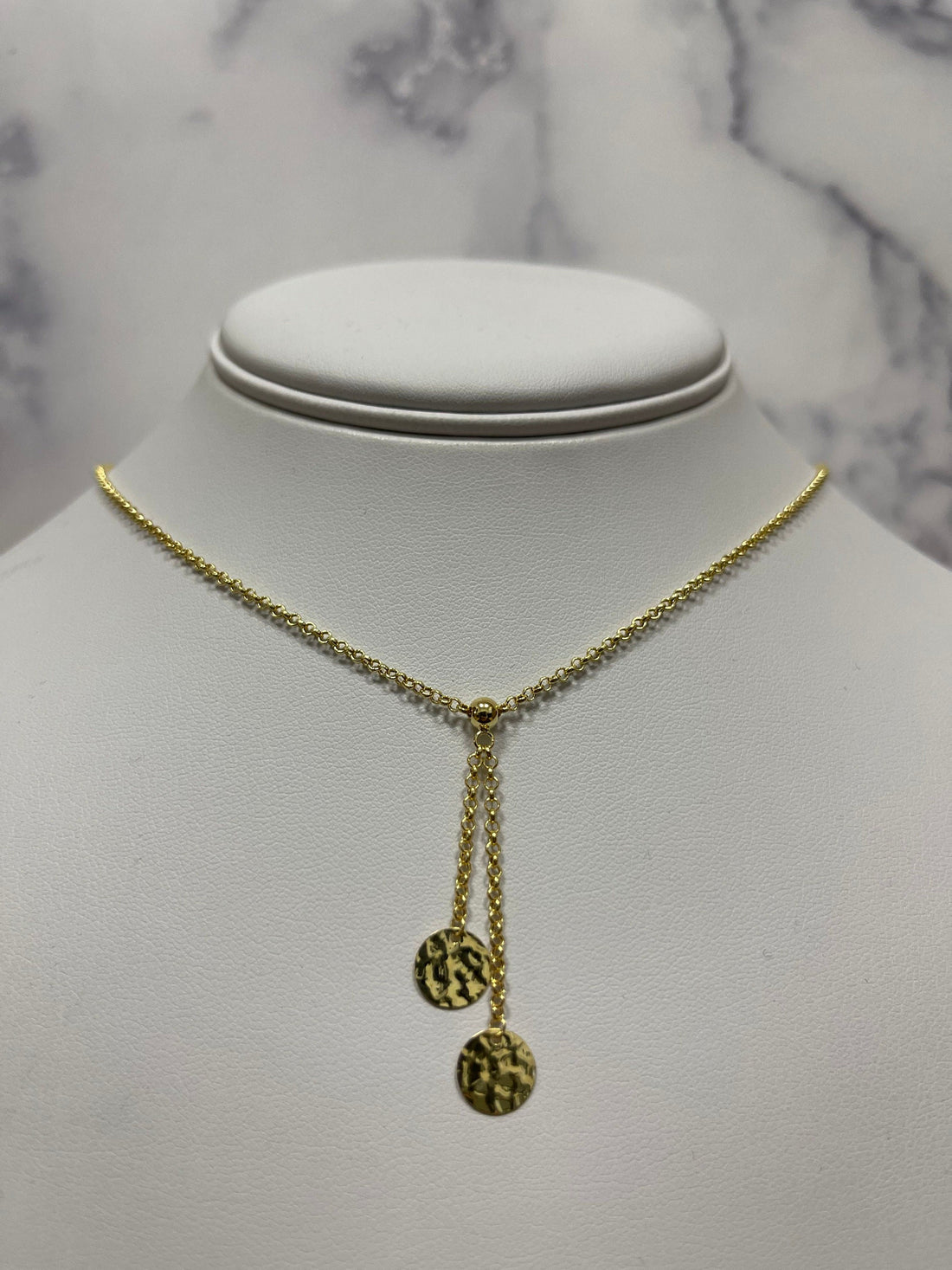 Solid 14K Yellow Gold Lariat Necklace 1.1mm Extendable Round Cable Chain with Lobster Lock. Jump Ring at 16", Real Gold Necklace, Women Gift