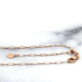 Solid 14K Rose Gold Adjustable Paperclip Chain with Lobster Lock, 1.5mm Wide 22