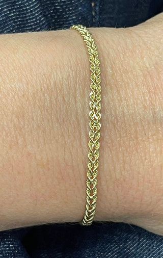 Solid 14K Gold 3.4mm, 3.9mm, 4.8mm, 6.2mm Two Row Rope Chain Bracelet with Box Lock, 7" or 8" Real Gold Bracelet, Weaved Rope, Women, Unisex