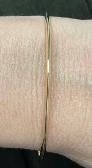 14K Yellow Gold 8" Knife Concave Edge Bangle, 2.75mm Wide, Real Gold Bangle, White Gold, Rose Gold, Women Bracelet