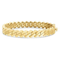 14K Yellow Gold Straight Edge Cuban Bangle, 7