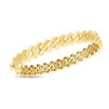 14K Yellow Gold Straight Edge Cuban Bangle, 7