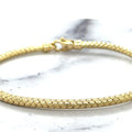 14K Yellow Gold 3.4mm Weaved Bangle With Lobster Clasp, 7.25