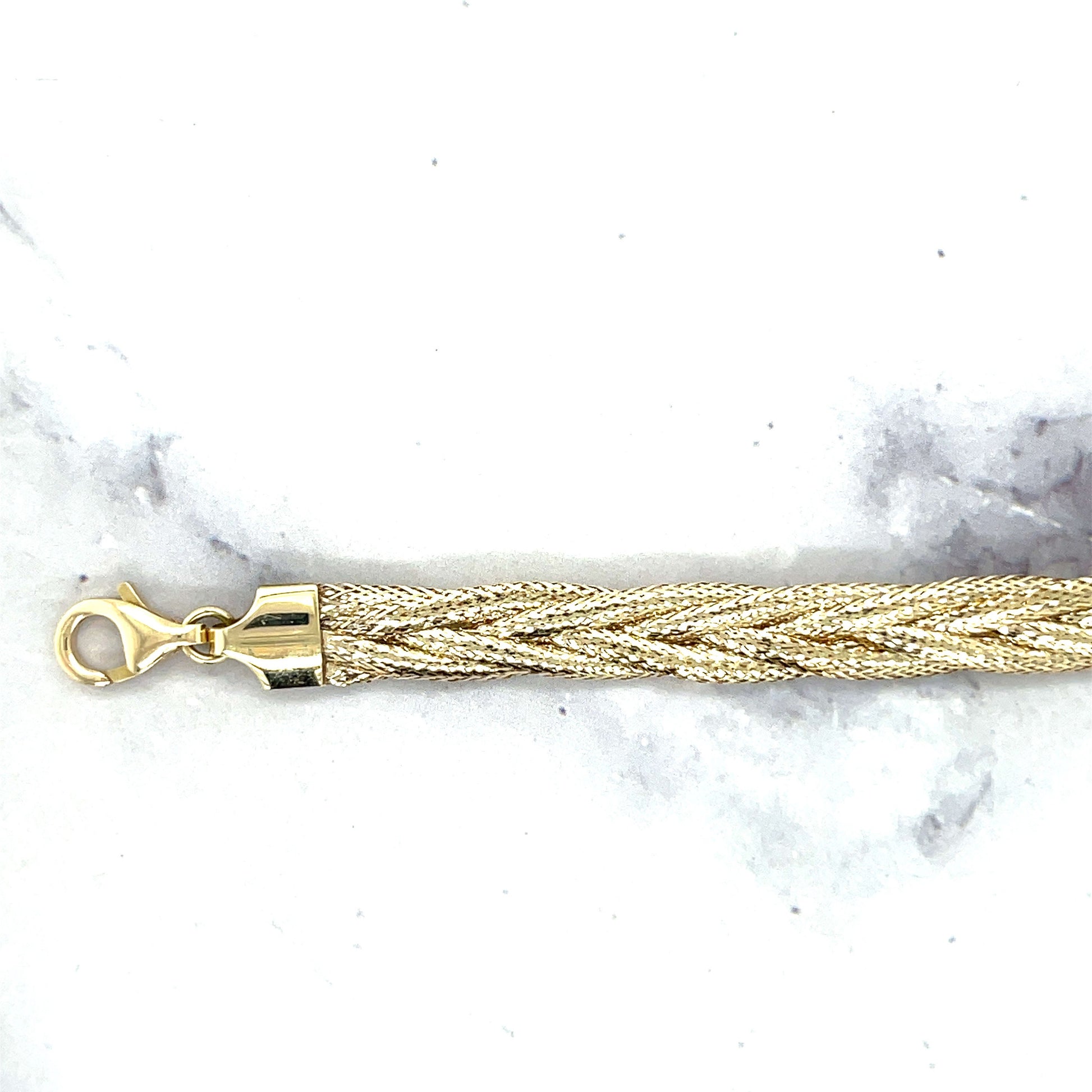 14K Yellow Gold 18" Textured Woven Necklace, 6mm Wide, Braided Chain, Rapunzel Chain, Real Gold Necklace, Women