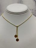 Solid 14K Yellow Gold Lariat Necklace 1.1mm Extendable Round Cable Chain with Lobster Lock. Jump Ring at 16