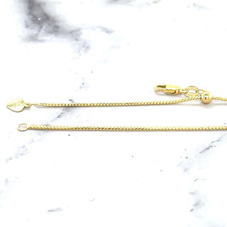 Solid 14K Gold 1mm Adjustable Franco Chain with Lobster Lock, 22" long, Set Your Own Length, Real Gold Necklace, Women