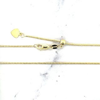 Solid 14K Gold 1mm Adjustable Franco Chain with Lobster Lock, 22" long, Set Your Own Length, Real Gold Necklace, Women