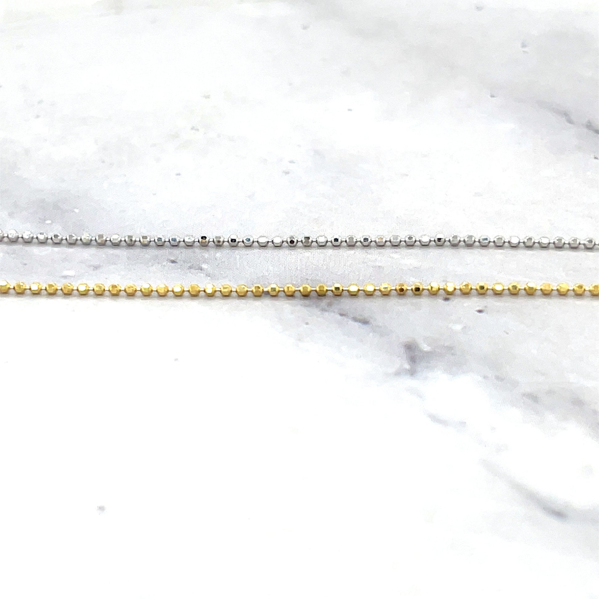 Solid 14K Yellow Gold 18" Diamond Cut Bead Chain with Lobster Clasp, 1mm Wide, Jump ring at 16", Dainty Necklace, Real Gold Chain, Women