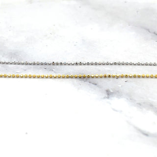 Solid 14K Yellow Gold 18" Diamond Cut Bead Chain with Lobster Clasp, 1mm Wide, Jump ring at 16", Dainty Necklace, Real Gold Chain, Women