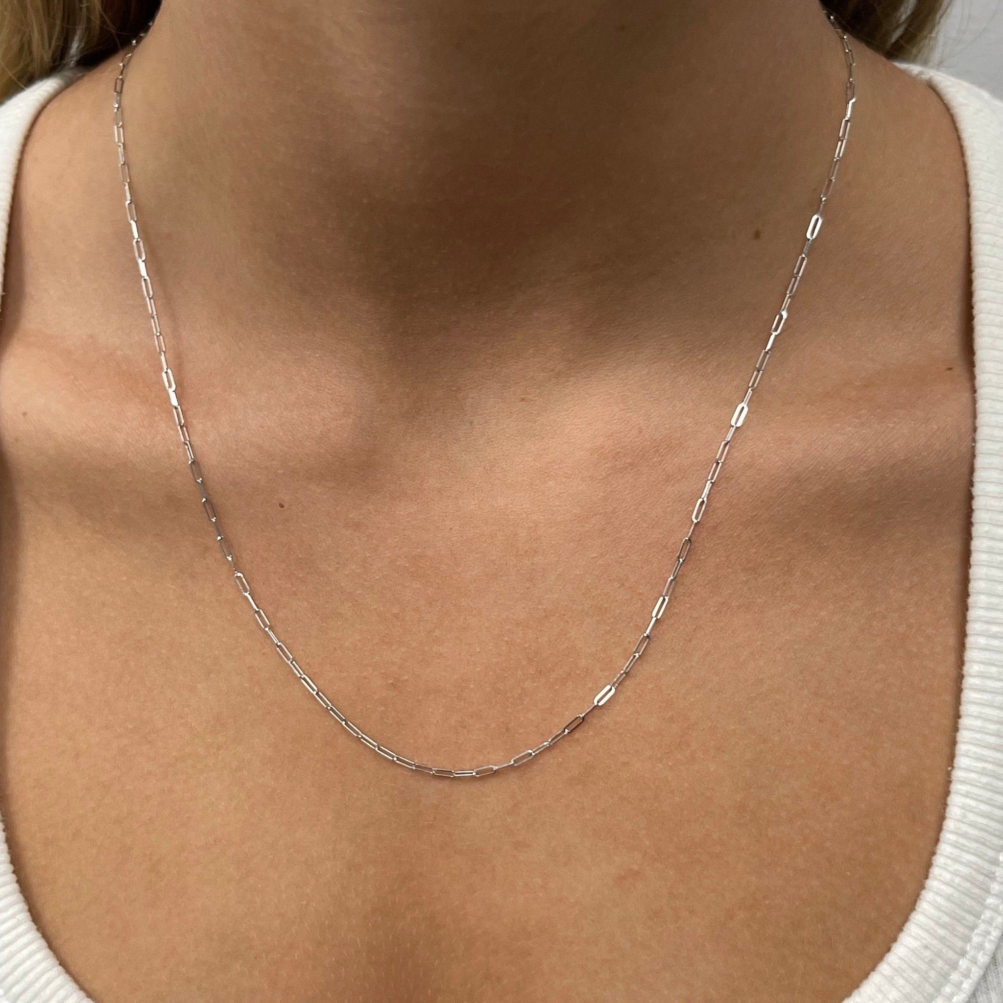 Solid 14K Rose Gold 1.5mm Adjustable Paperclip Chain with Lobster Lock, 22" Long, Set Your Own Length, Real Gold Necklace, Women