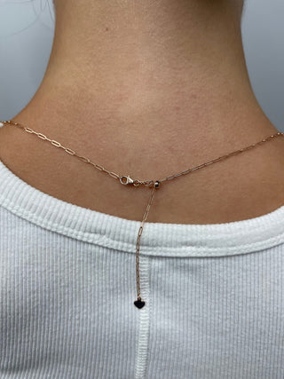 Solid 14K Rose Gold Adjustable Paperclip Chain with Lobster Lock, 1.5mm Wide 22" Long, Set Your Own Length, Real Gold Necklace, Women