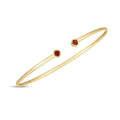 14K Yellow Gold 3mm Garnet Open Cuff Bangle Bracelet, Gemstone Jewelry, Real Gold Bangle, Women