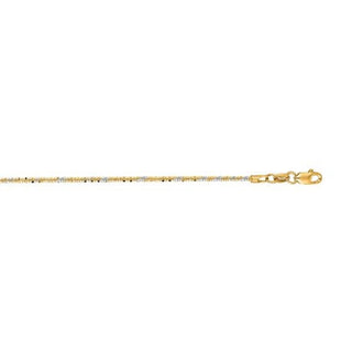 14K Gold 16" 18" 20" Sparkle Rope Chain with Lobster Lock, 1.5mm Wide, Two Tone Gold, Yellow Gold, White Gold, Rose Gold, Real Gold Necklace