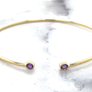 14K Yellow Gold Gemstone Open Cuff Bangle Bracelet, Gemstone Jewelry, Real Gold Bangle, Garnet, Blue Topaz, Peridot, Citrine, Amethyst