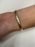 14K Yellow Gold 5mm Floral Leaf Bangle, Floral Pattern, 7