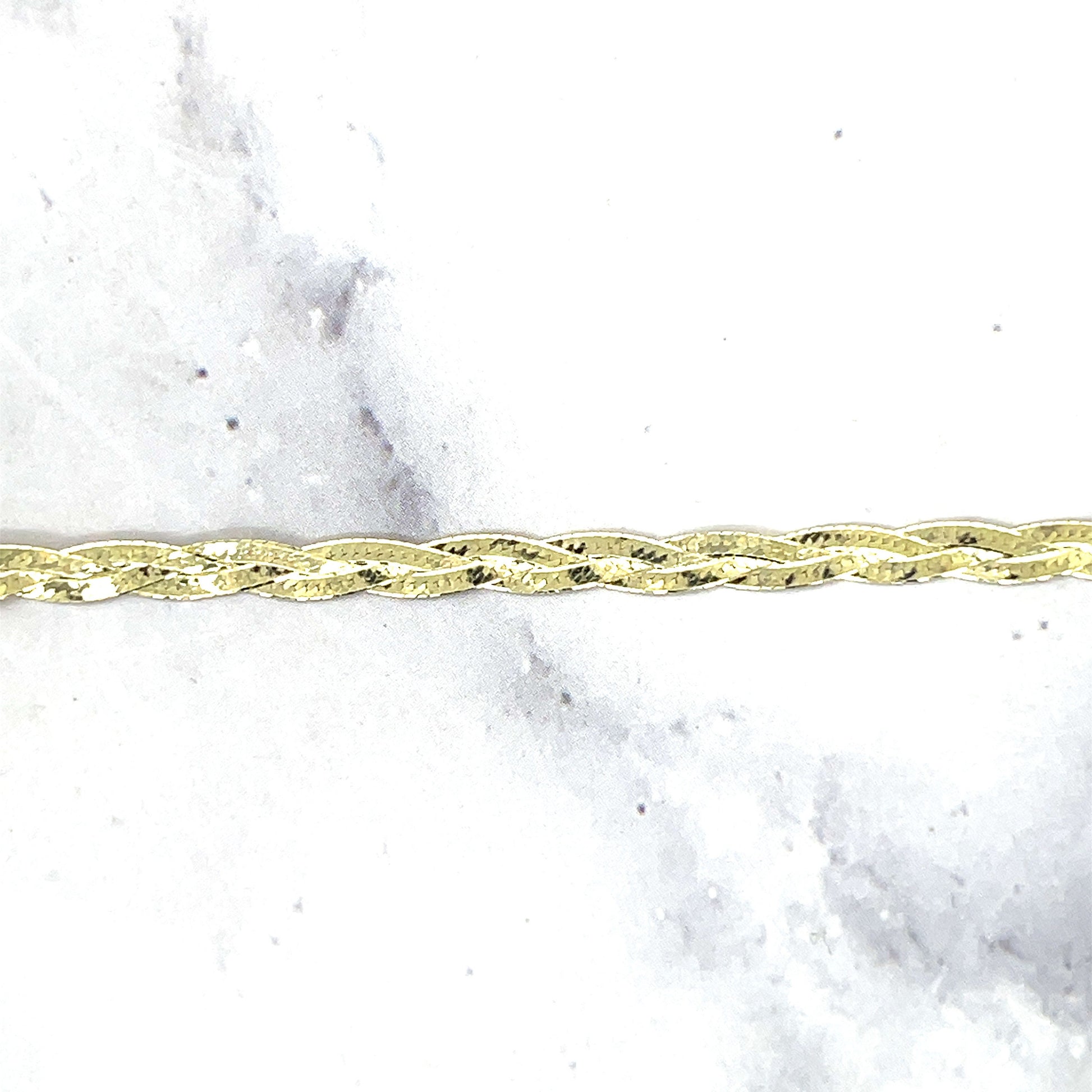 Solid 14K Yellow Gold 16" 18" 20" Braided Herringbone Necklace with Lobster Clasp, 3.2mm Wide, Serpentine Chain, Real Gold Necklace, Women