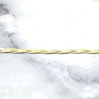 Solid 14K Yellow Gold 16" 18" 20" Braided Herringbone Necklace with Lobster Clasp, 3.2mm Wide, Serpentine Chain, Real Gold Necklace, Women