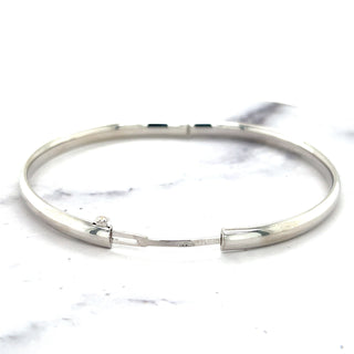 14K White Gold 7" 8" Inch Polished Stackable Bangle Bracelet, 5mm 6mm Wide, Real Gold, Women Bangle