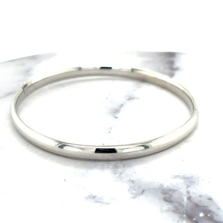 14K White Gold 7" 8" Inch Polished Stackable Bangle Bracelet, 5mm 6mm Wide, Real Gold, Women Bangle