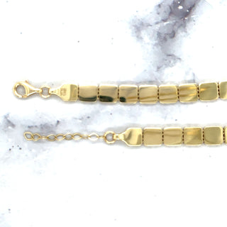 14K Yellow Gold 18" Polished Cube Link Necklace with Lobster Clasp, 6mm Wide, Square Link Chain, Real Gold Necklace, Women