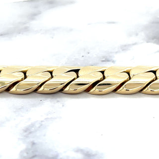 14K Yellow Gold Miami Cuban Bracelet with Box Clasp,7.5" Long 14mm Wide, Curb Chain, Real Gold Bracelet, Women