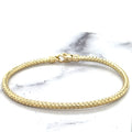 14K Yellow Gold 3.4mm Weaved Bangle With Lobster Clasp, 7.25