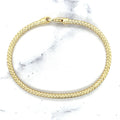 14K Yellow Gold 3.4mm Weaved Bangle With Lobster Clasp, 7.25