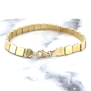 14K Yellow Gold 7" Cube Link Bracelet with Lobster Clasp, 6mm Wide, Square Link Chain, Real Gold Bracelet, Women